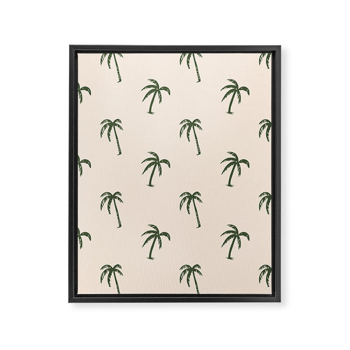 Vintage palm tree beach doodle pattern Framed Canvas Print Gallery Image 1