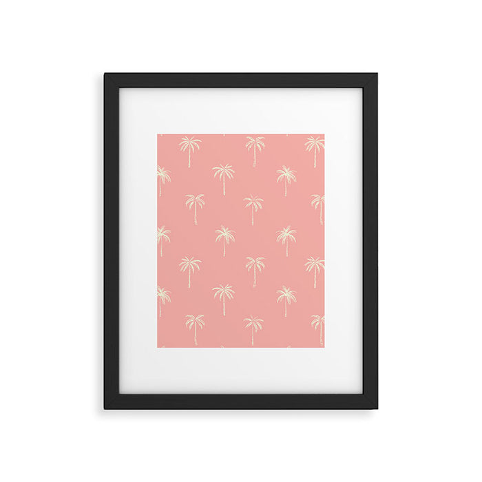 Vintage palm tree beach doodle pattern Framed Art Print Gallery Image 1