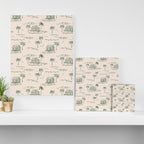 Vintage palm tree beach house pattern Canvas Print Gallery Image 3