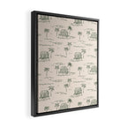 Vintage palm tree beach house pattern Framed Canvas Print Gallery Image 2