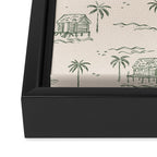 Vintage palm tree beach house pattern Framed Canvas Print Gallery Image 3