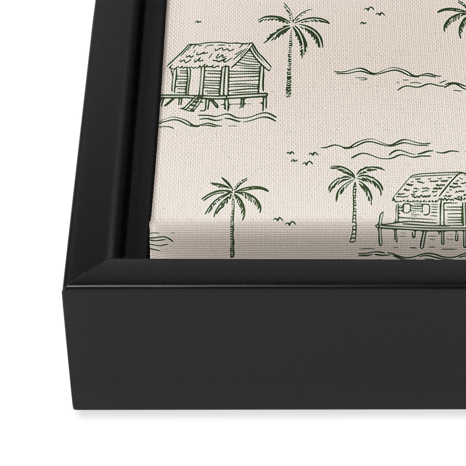 Vintage palm tree beach house pattern Framed Canvas Print Gallery Image 3