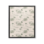 Vintage palm tree beach house pattern Framed Canvas Print Gallery Image 8