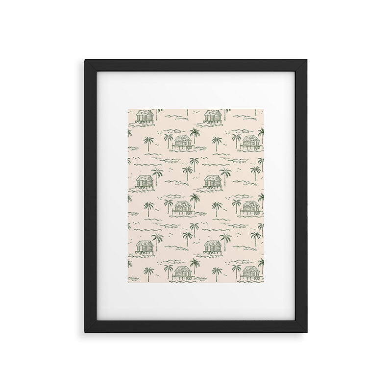 Vintage palm tree beach house pattern Framed Art Print Gallery Image 6
