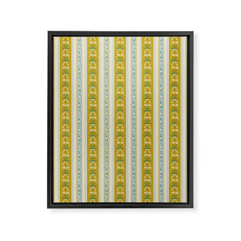 Vintage rose flower bouquet stripe art pattern Framed Canvas Print Gallery Image 6