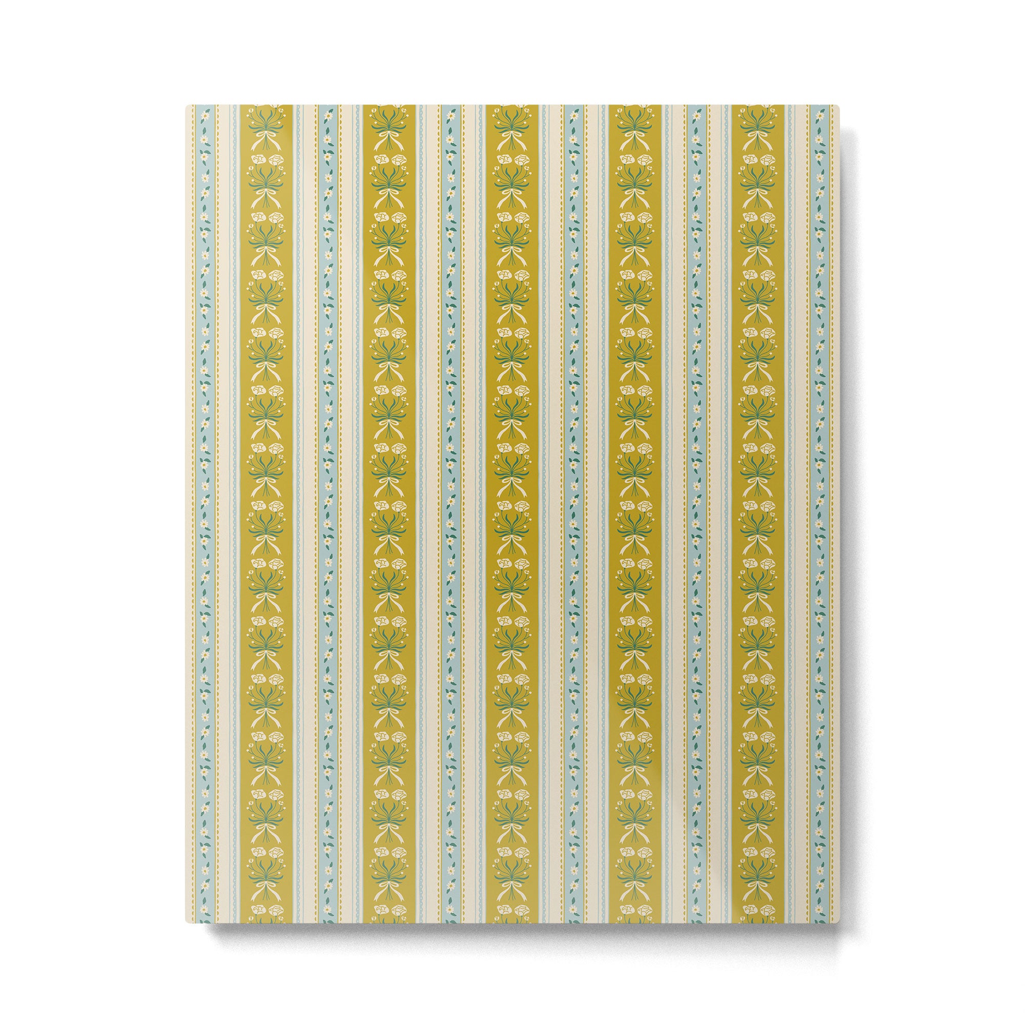 Vintage rose flower bouquet stripe art pattern Metal Print Gallery Image 4