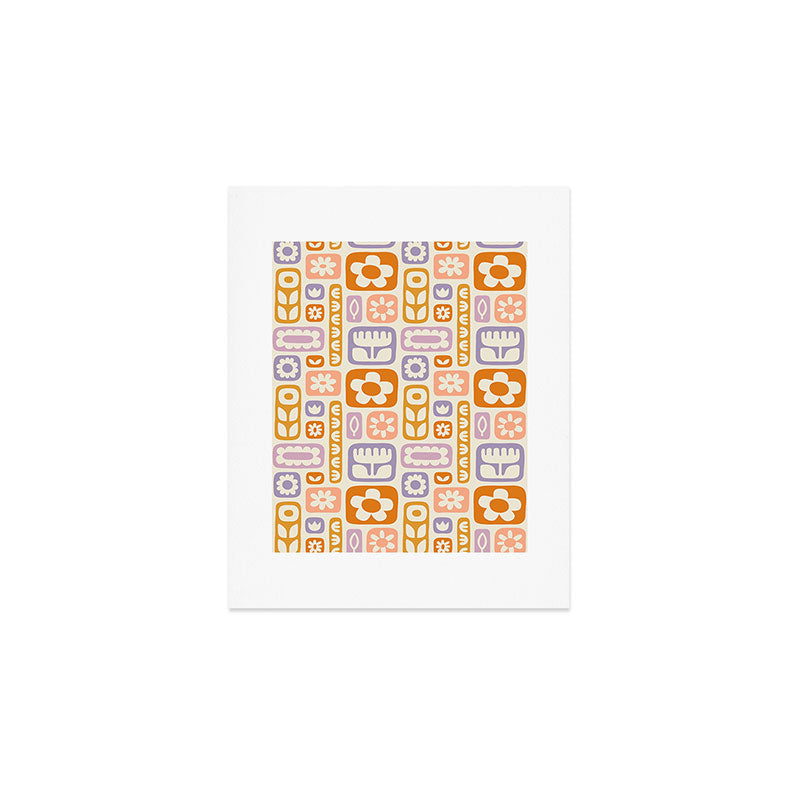 Vintage scandinavian floral art pattern Art Print Gallery Image 1