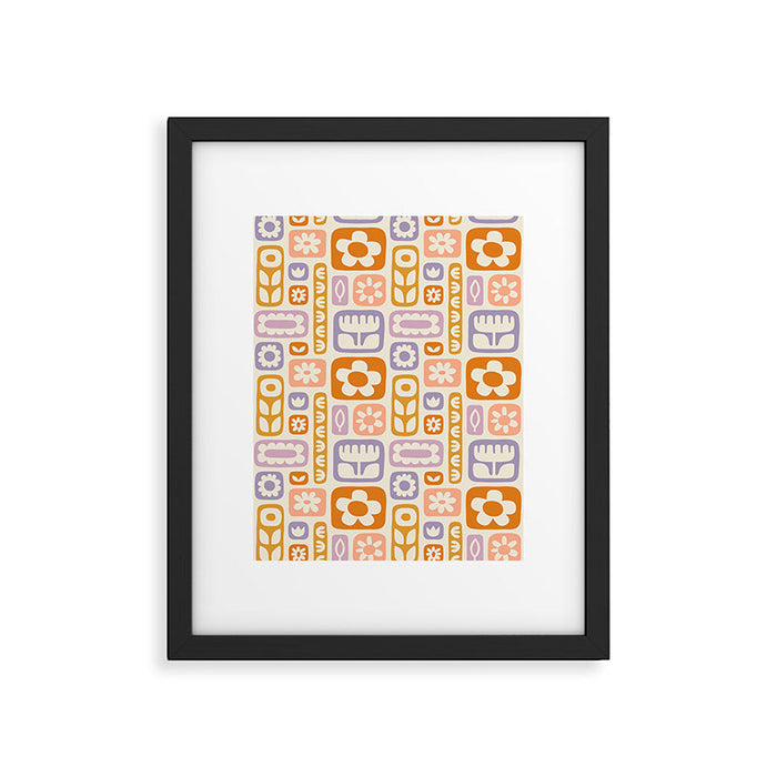 Vintage scandinavian floral art pattern Framed Art Print Gallery Image 1
