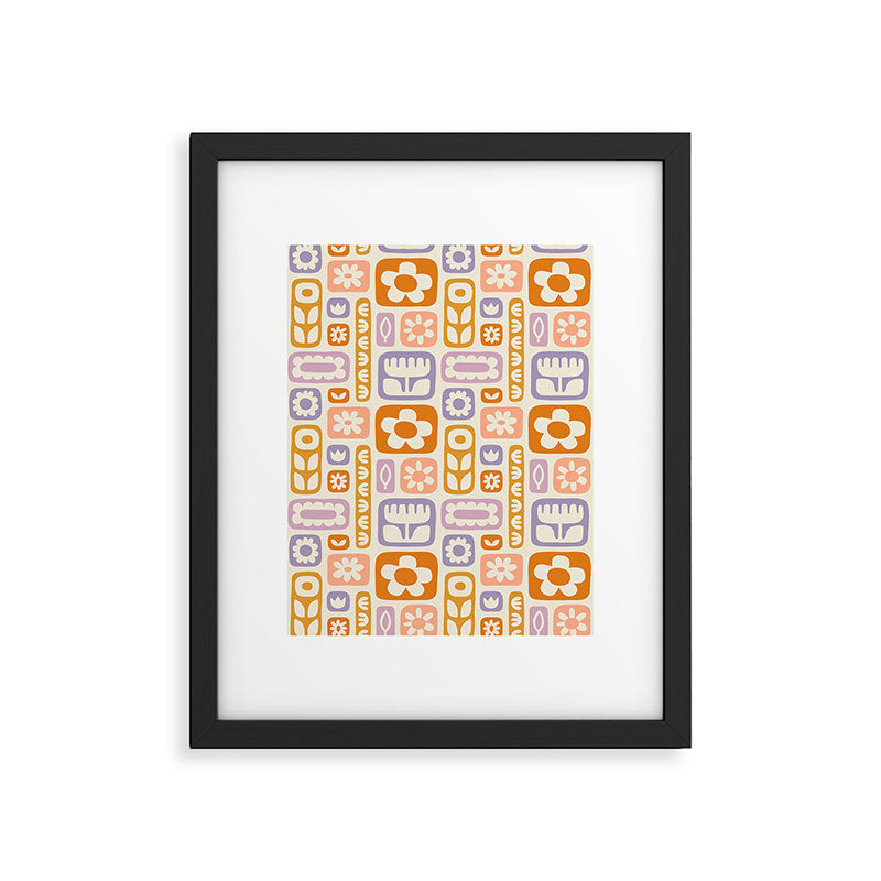 Vintage scandinavian floral art pattern Framed Art Print Gallery Image 6