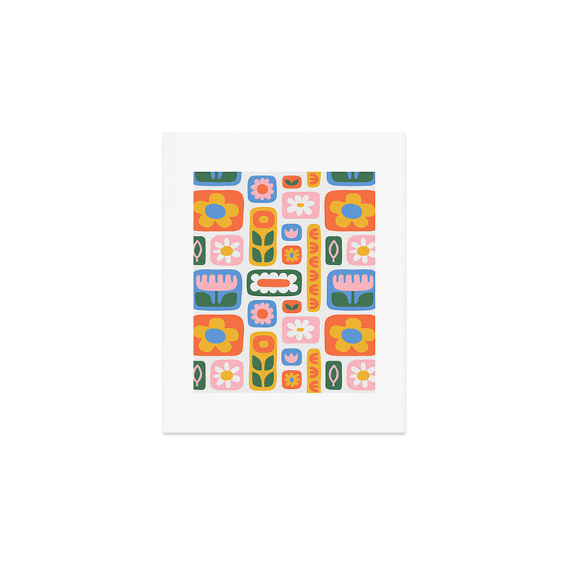 Vintage scandinavian floral art pattern Art Print Gallery Image 1