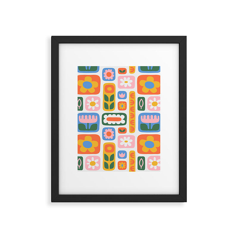Vintage scandinavian floral art pattern Framed Art Print Gallery Image 6