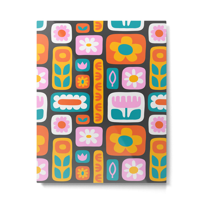 Vintage scandinavian floral art pattern Metal Print Gallery Image 1