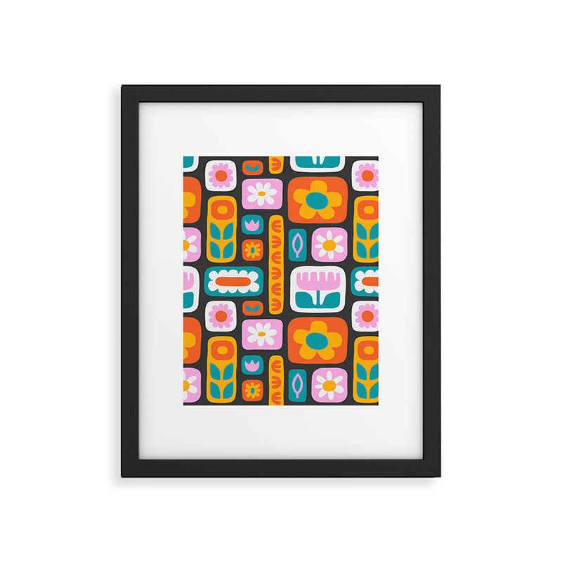 Vintage scandinavian floral art pattern Framed Art Print Gallery Image 6