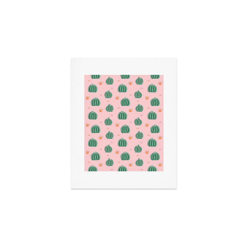 Vintage succulent cactus plant pattern Art Print Gallery Image 1