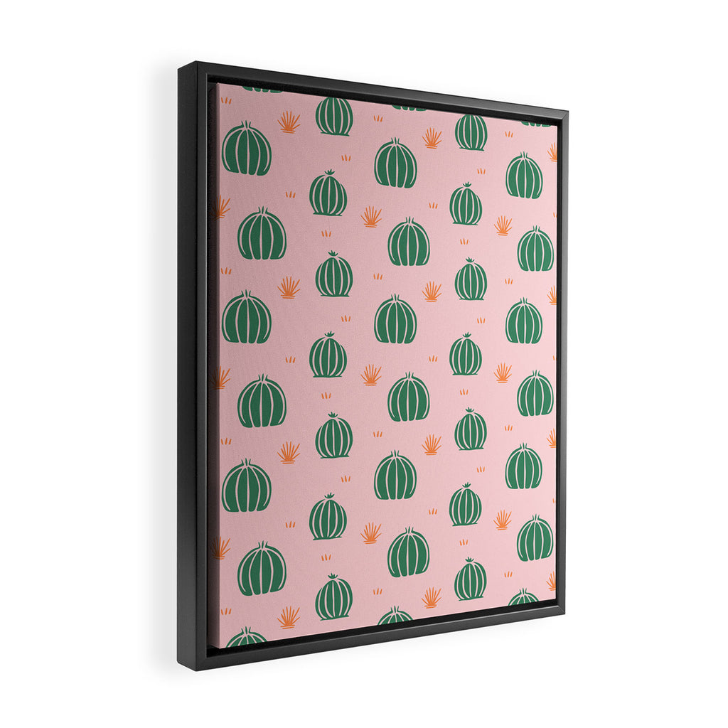 Vintage succulent cactus plant pattern Framed Canvas Print Gallery Image 2