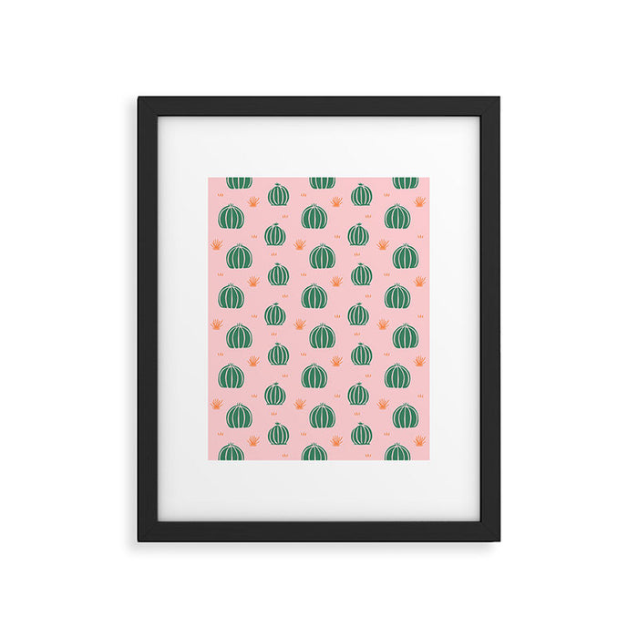 Vintage succulent cactus plant pattern Framed Art Print Gallery Image 1