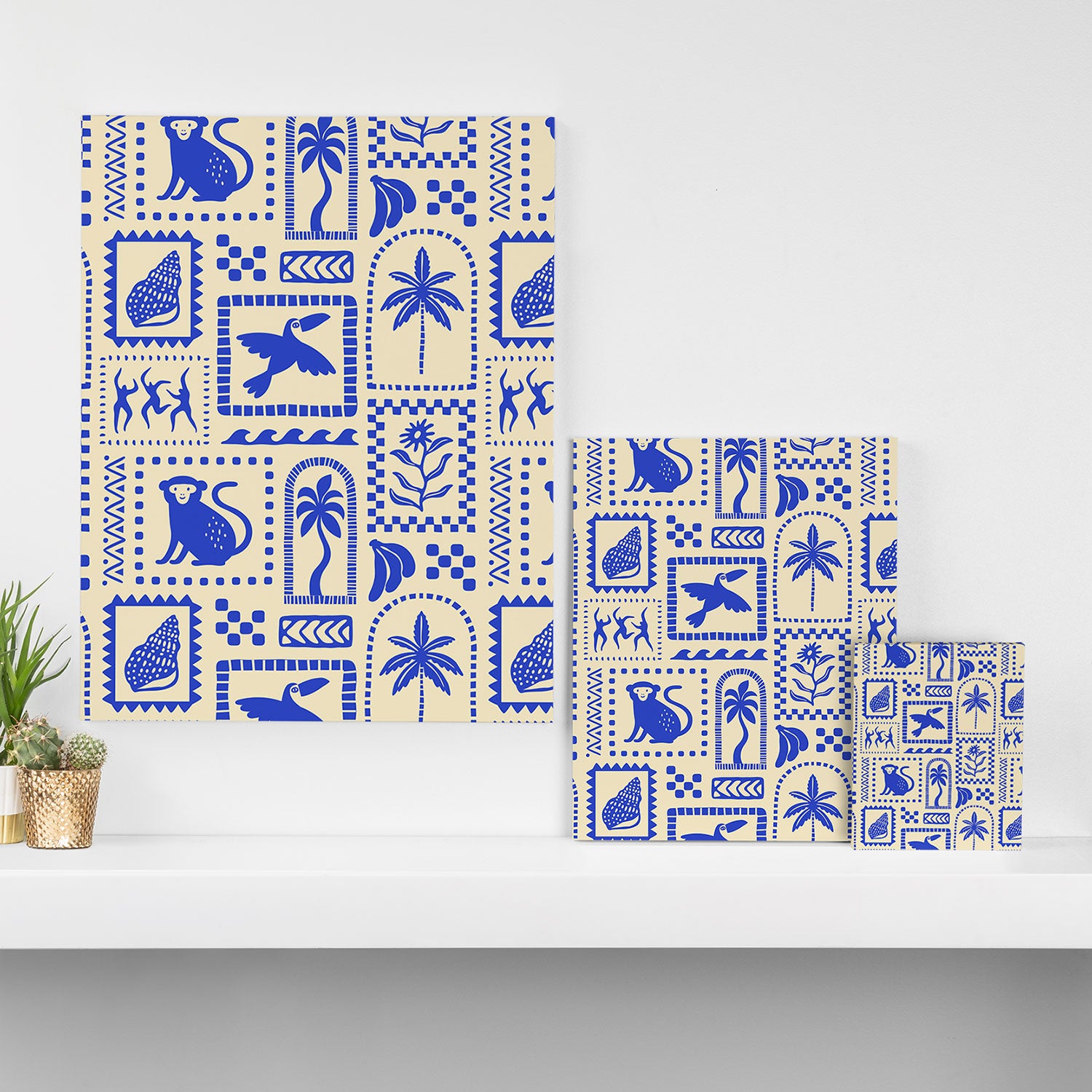 Vintage summer nature patchwork art pattern Canvas Print Gallery Image 3