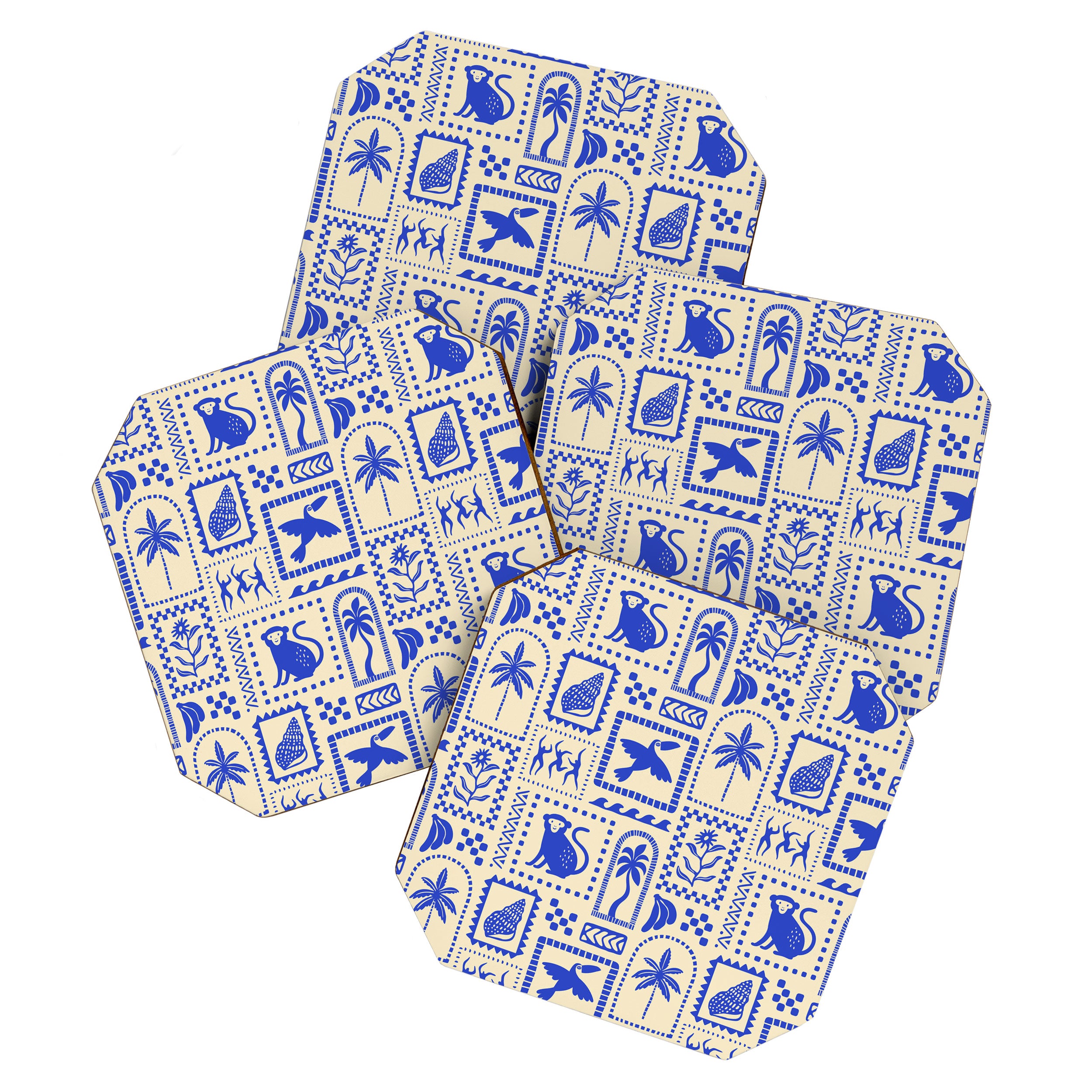Vintage summer nature patchwork art pattern Coaster Gallery Image 1