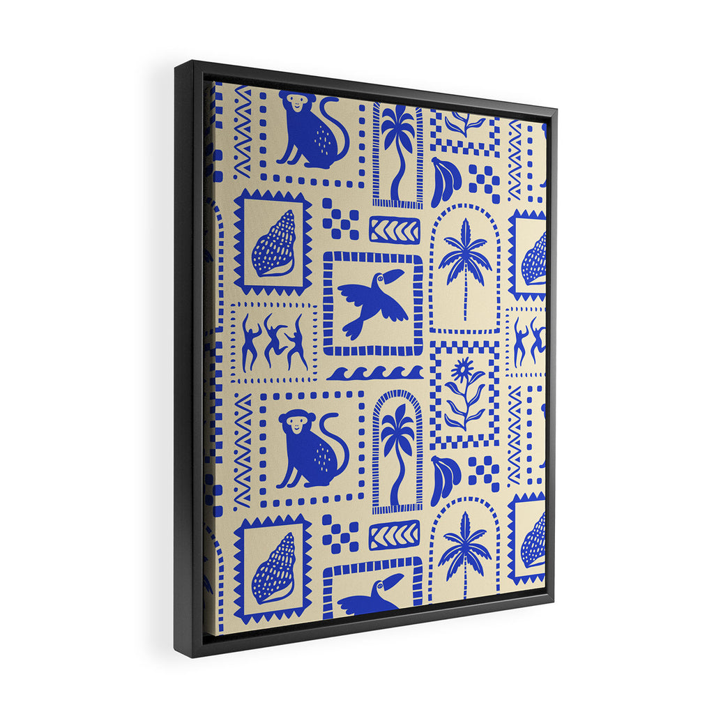 Vintage summer nature patchwork art pattern Framed Canvas Print Gallery Image 2