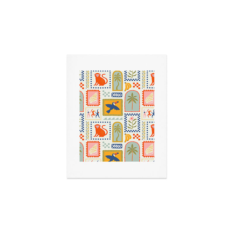 Vintage summer nature patchwork art pattern Art Print Gallery Image 1