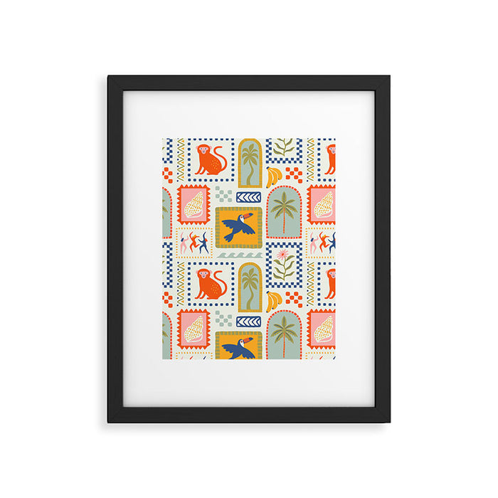 Vintage summer nature patchwork art pattern Framed Art Print Gallery Image 1