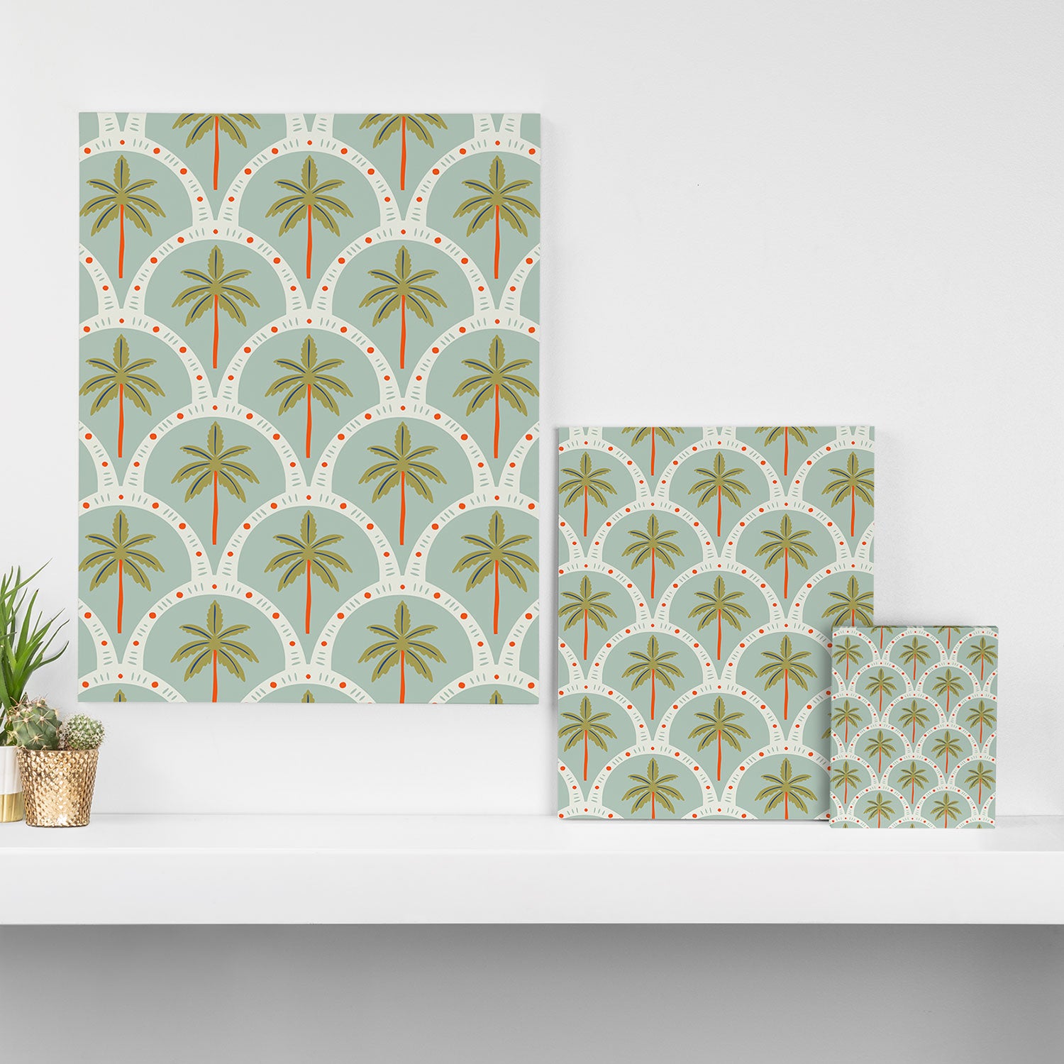 Vintage summer palm tree art pattern Canvas Print Gallery Image 3