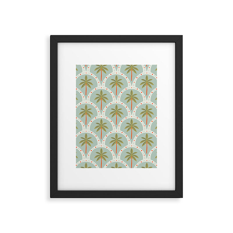 Vintage summer palm tree art pattern Framed Art Print Gallery Image 6