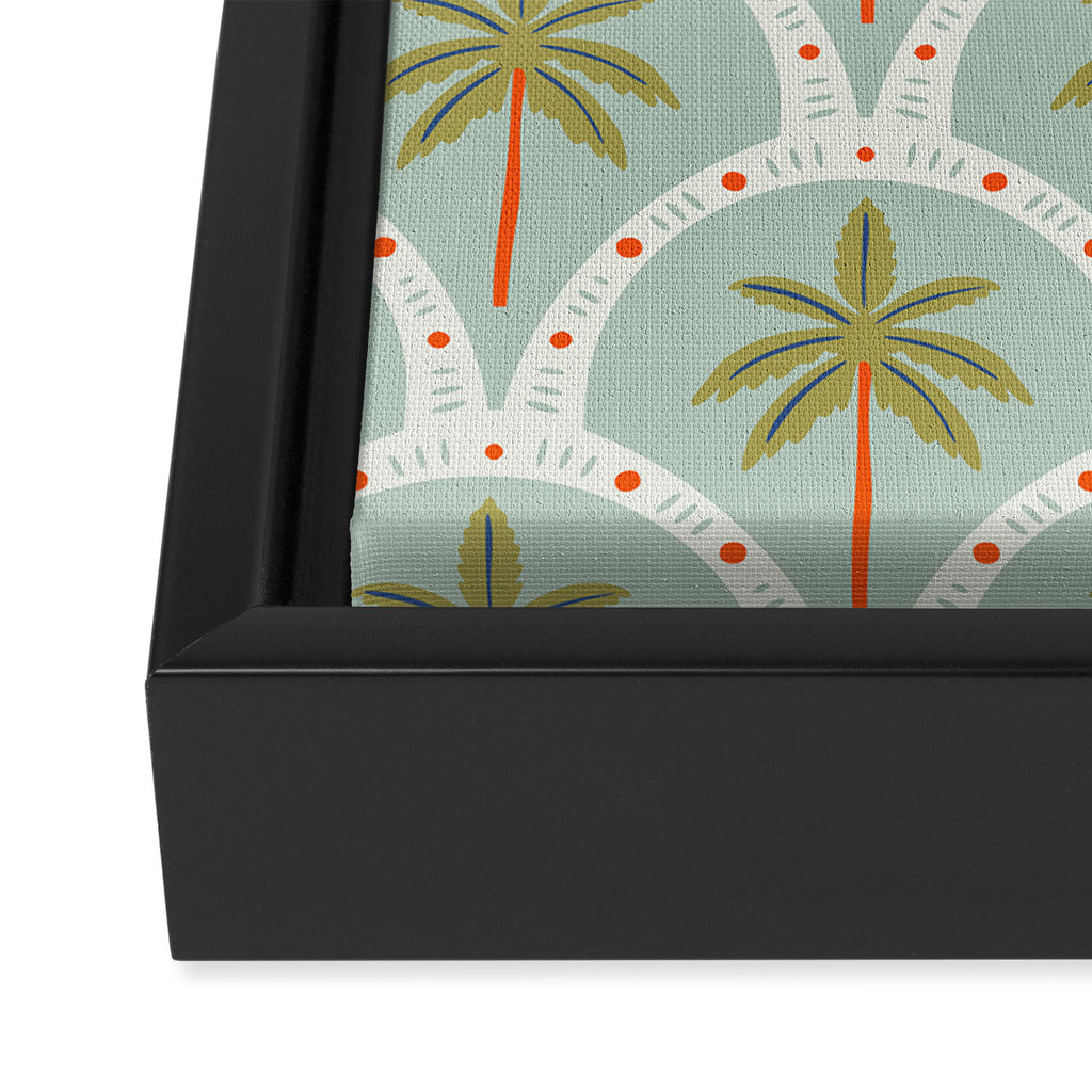 Vintage summer palm tree art pattern Framed Canvas Print Gallery Image 3