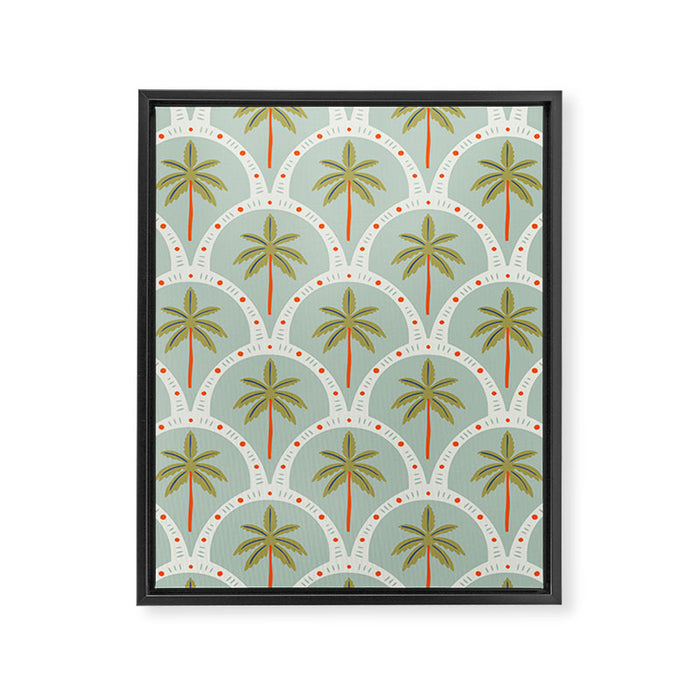Vintage summer palm tree art pattern Framed Canvas Print Gallery Image 1