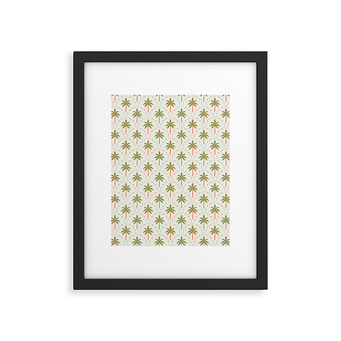 Vintage summer palm tree art pattern Framed Art Print Gallery Image 1
