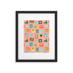 Vintage summer post card stamp pattern Framed Art Print Gallery Image 6