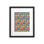 Vintage summer post stamp drawing pattern Framed Art Print Gallery Image 6