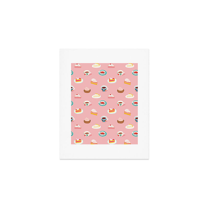 Vintage sweet dessert tea food art pattern Art Print Gallery Image 1