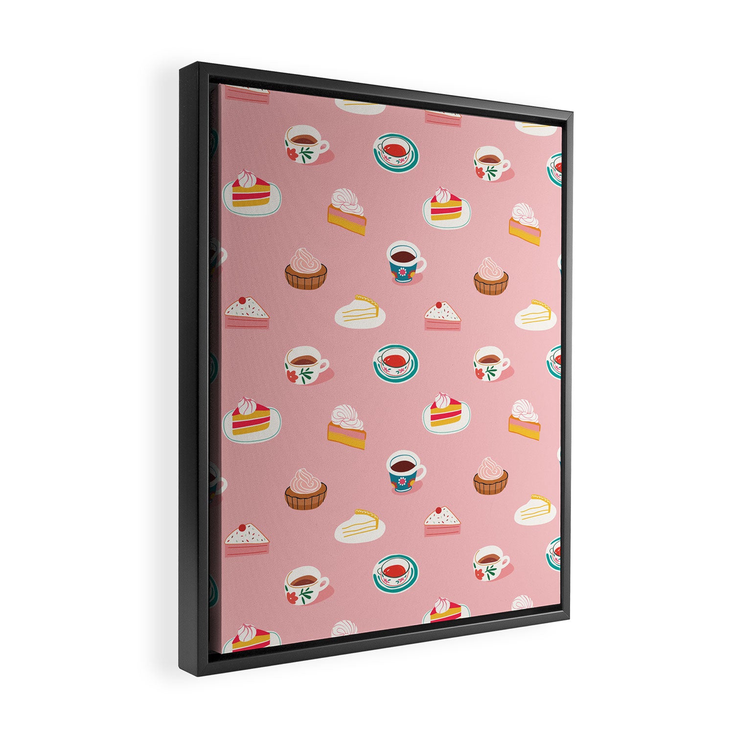 Vintage sweet dessert tea food art pattern Framed Canvas Print Gallery Image 2