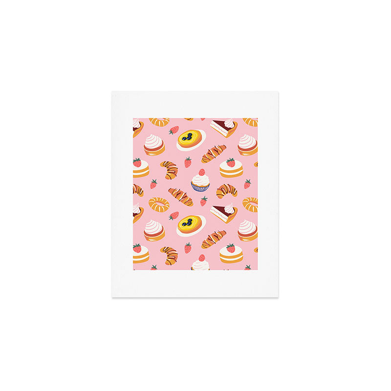 Vintage sweet pastry dessert food pattern Art Print Gallery Image 1