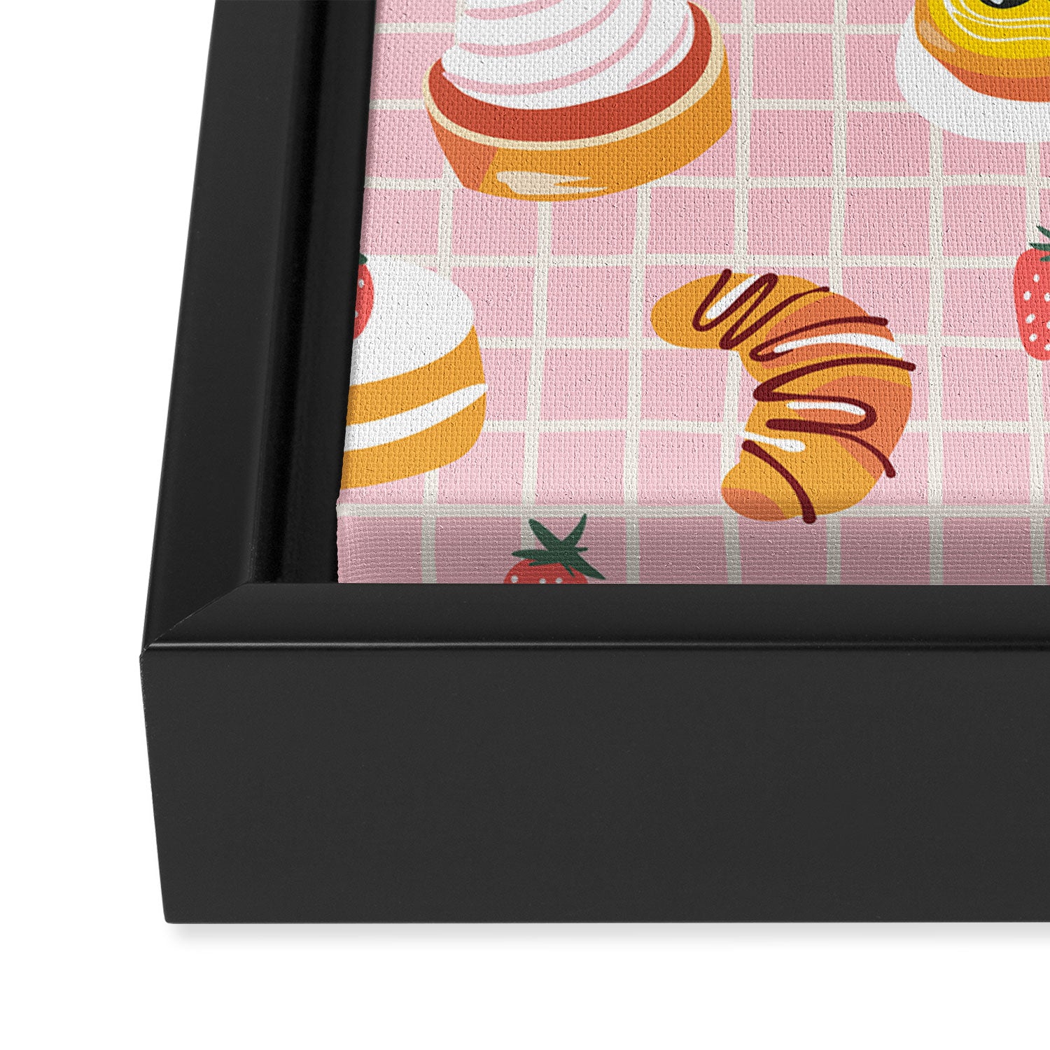 Vintage sweet pastry dessert food pattern Framed Canvas Print Gallery Image 3