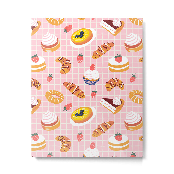 Vintage sweet pastry dessert food pattern Metal Print Gallery Image 1