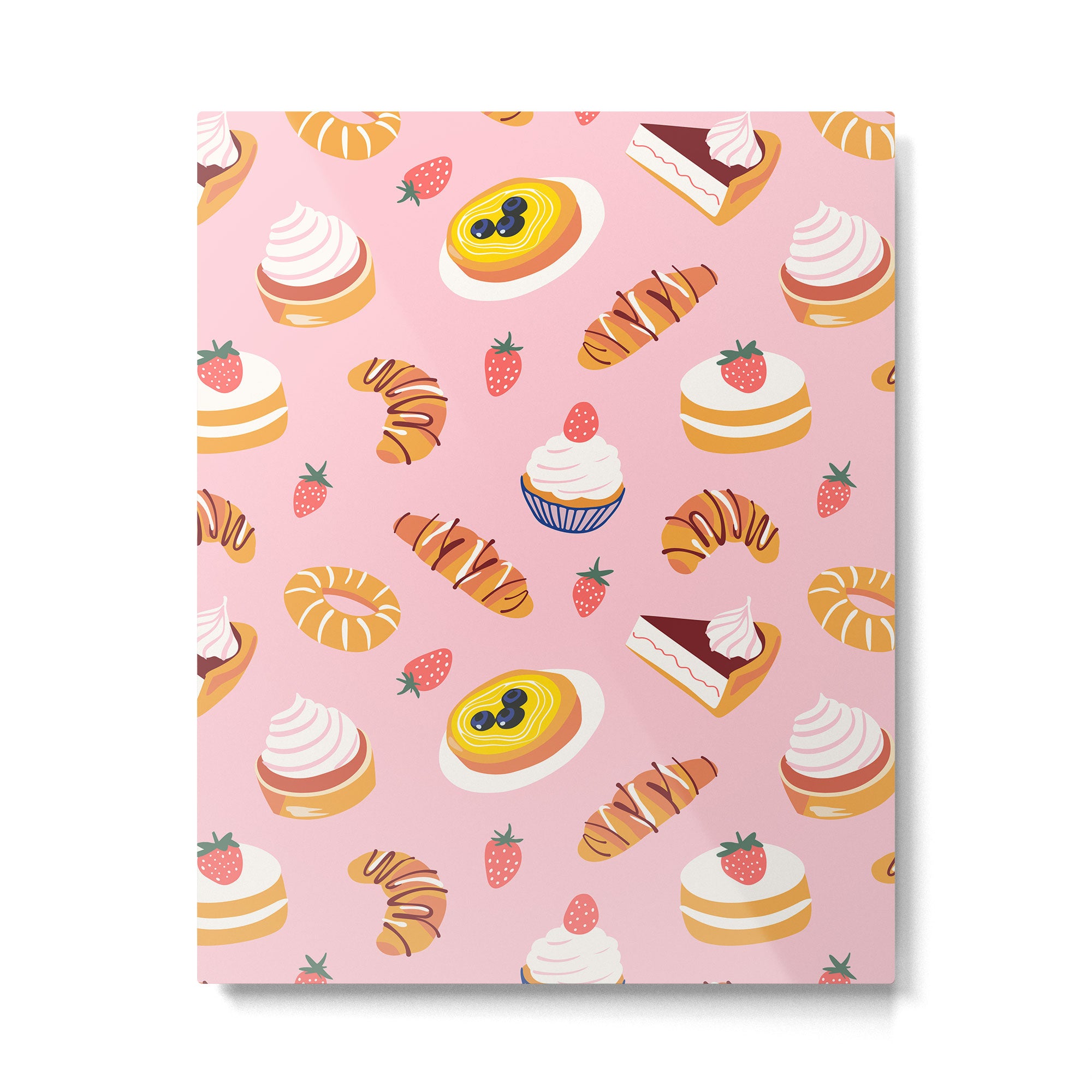 Vintage sweet pastry dessert food pattern Metal Print Gallery Image 6