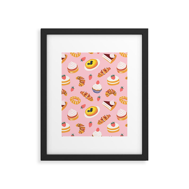 Vintage sweet pastry dessert food pattern Framed Art Print Gallery Image 6