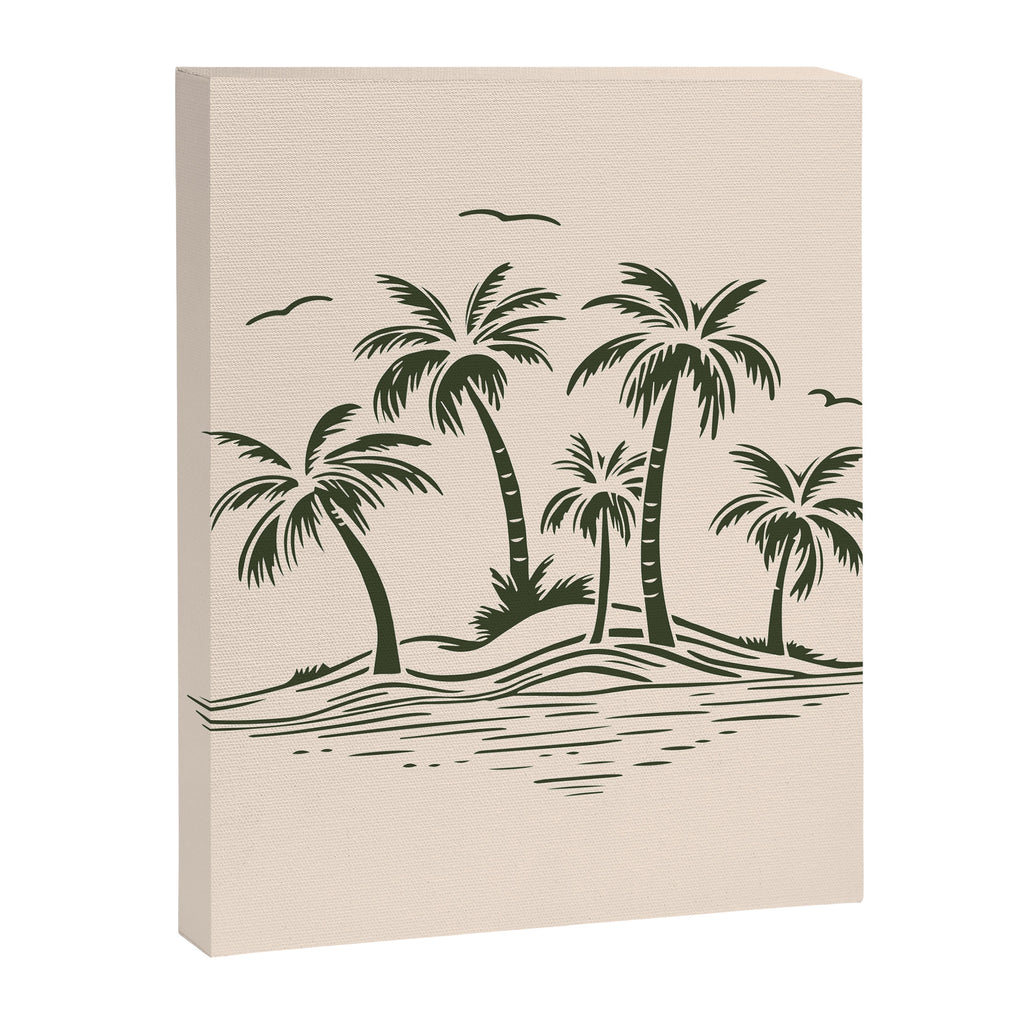 Vintage tropical palm tree beach island art Canvas Print Gallery Image 3