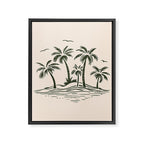 Vintage tropical palm tree beach island art Framed Canvas Print Gallery Image 3