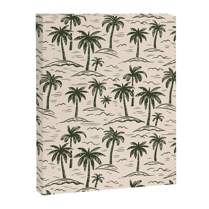 Vintage tropical palm tree island pattern Canvas Print Gallery Image 1