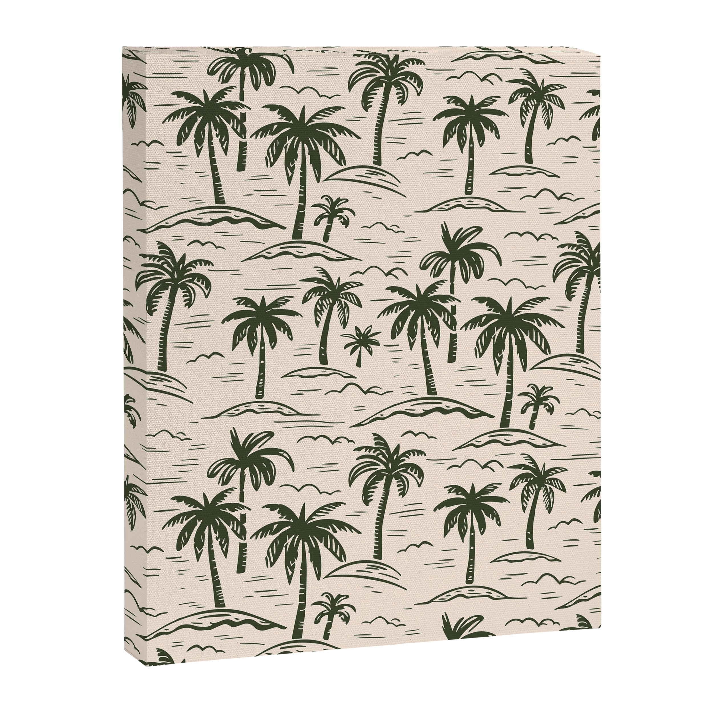 Vintage tropical palm tree island pattern Canvas Print Gallery Image 8