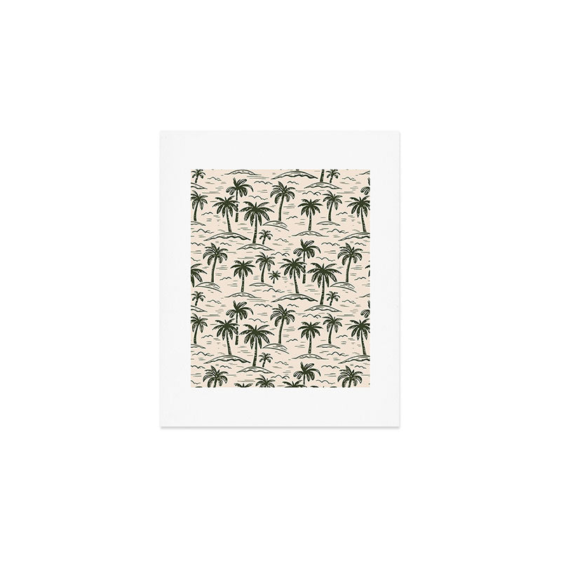 Vintage tropical palm tree island pattern Art Print Gallery Image 1