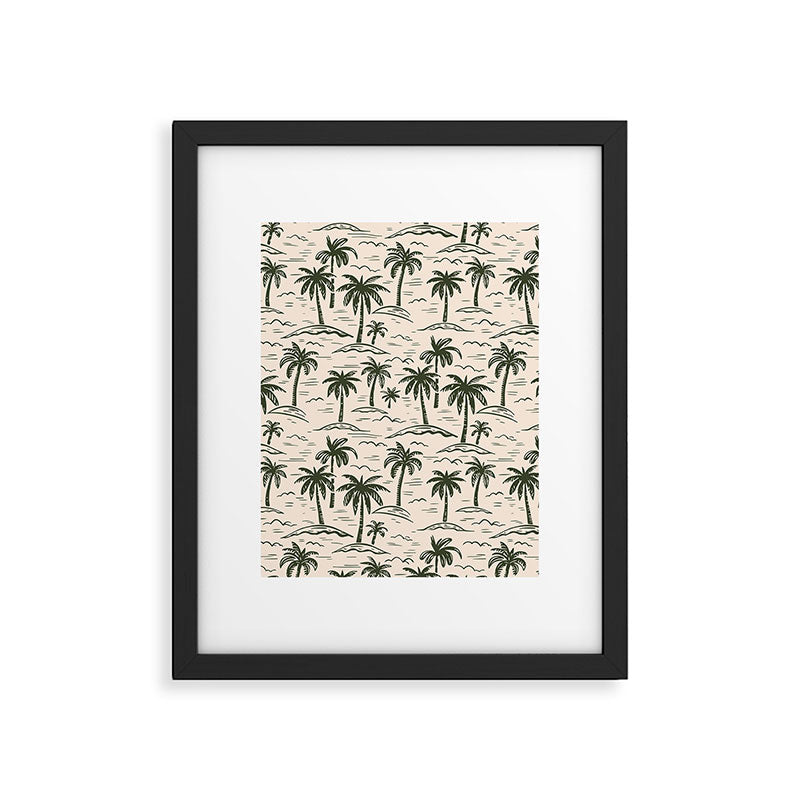 Vintage tropical palm tree island pattern Framed Art Print Gallery Image 6