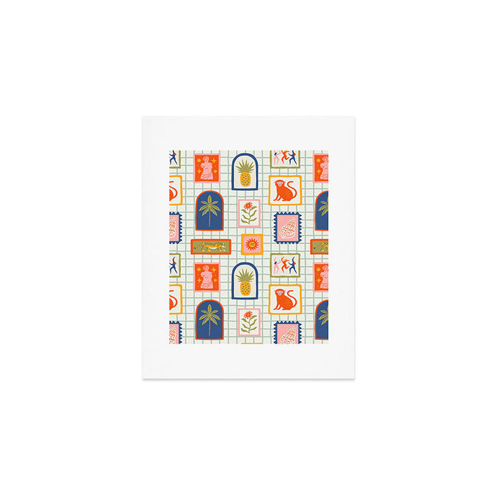 Vintage tropical summer patchwork art pattern Art Print Gallery Image 1