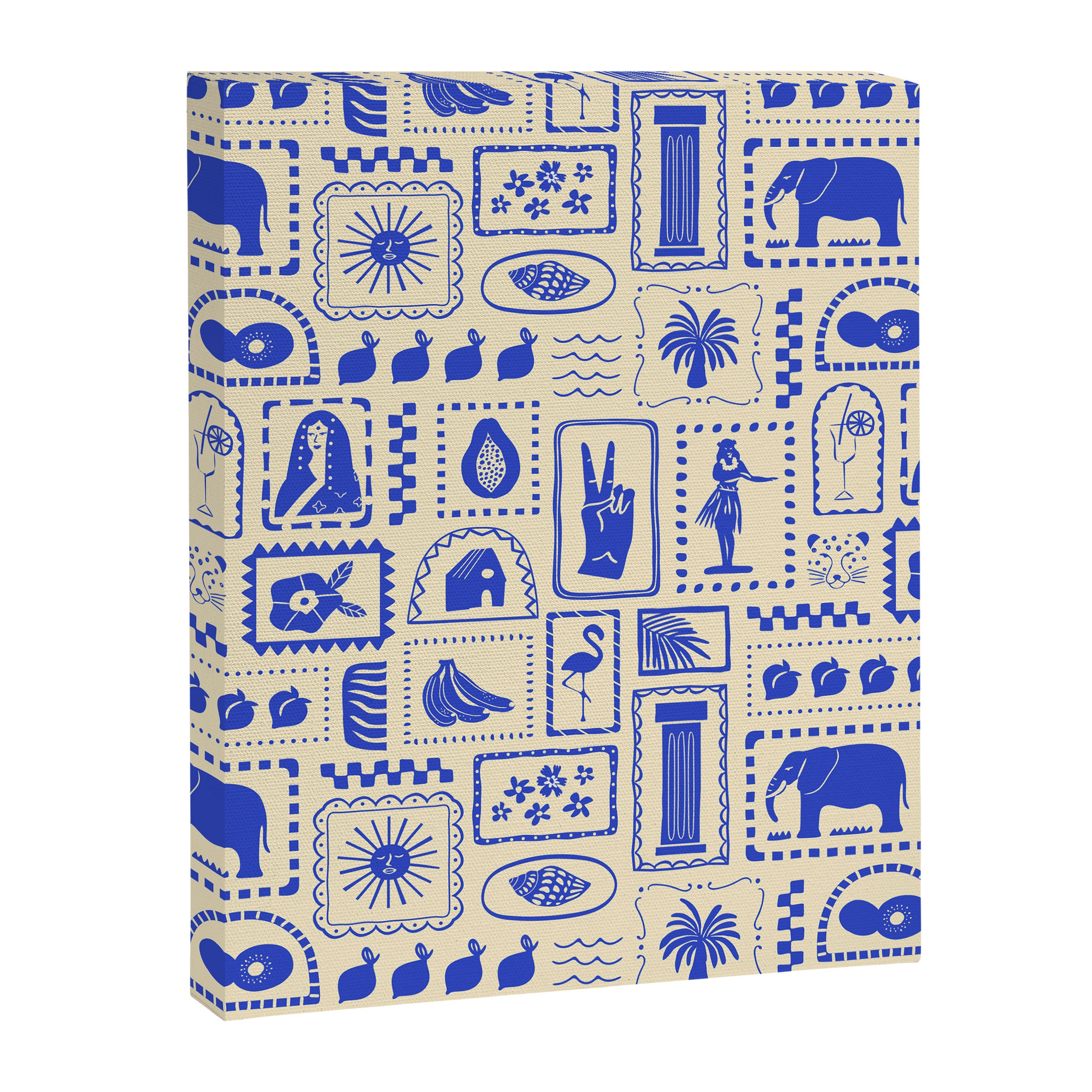 Vintage tropical summer patchwork art pattern Canvas Print Gallery Image 8