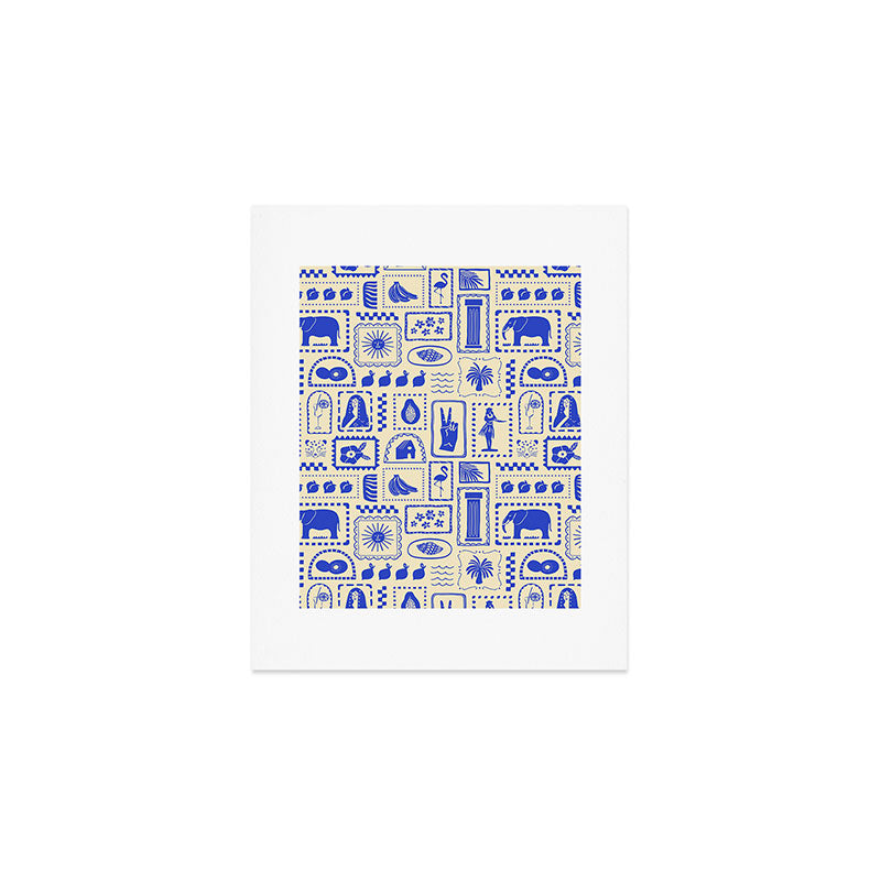 Vintage tropical summer patchwork art pattern Art Print Gallery Image 1