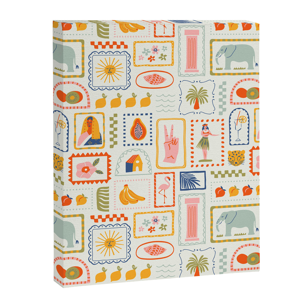 Vintage tropical summer patchwork art pattern Canvas Print Gallery Image 8