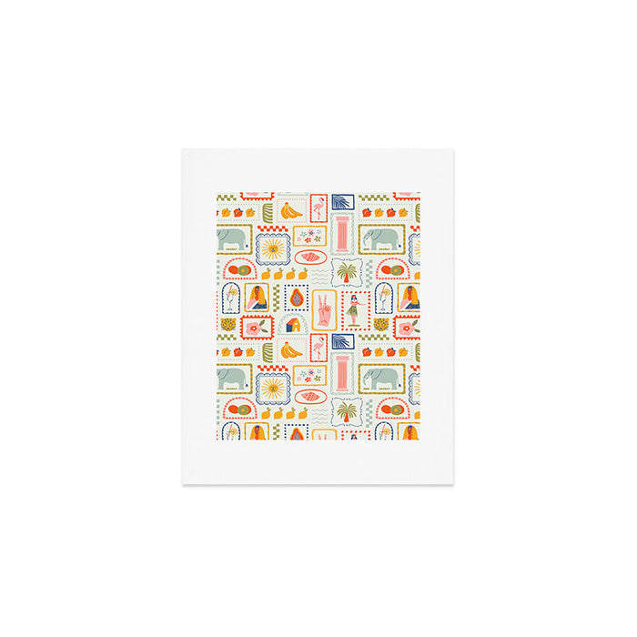 Vintage tropical summer patchwork art pattern Art Print Gallery Image 1